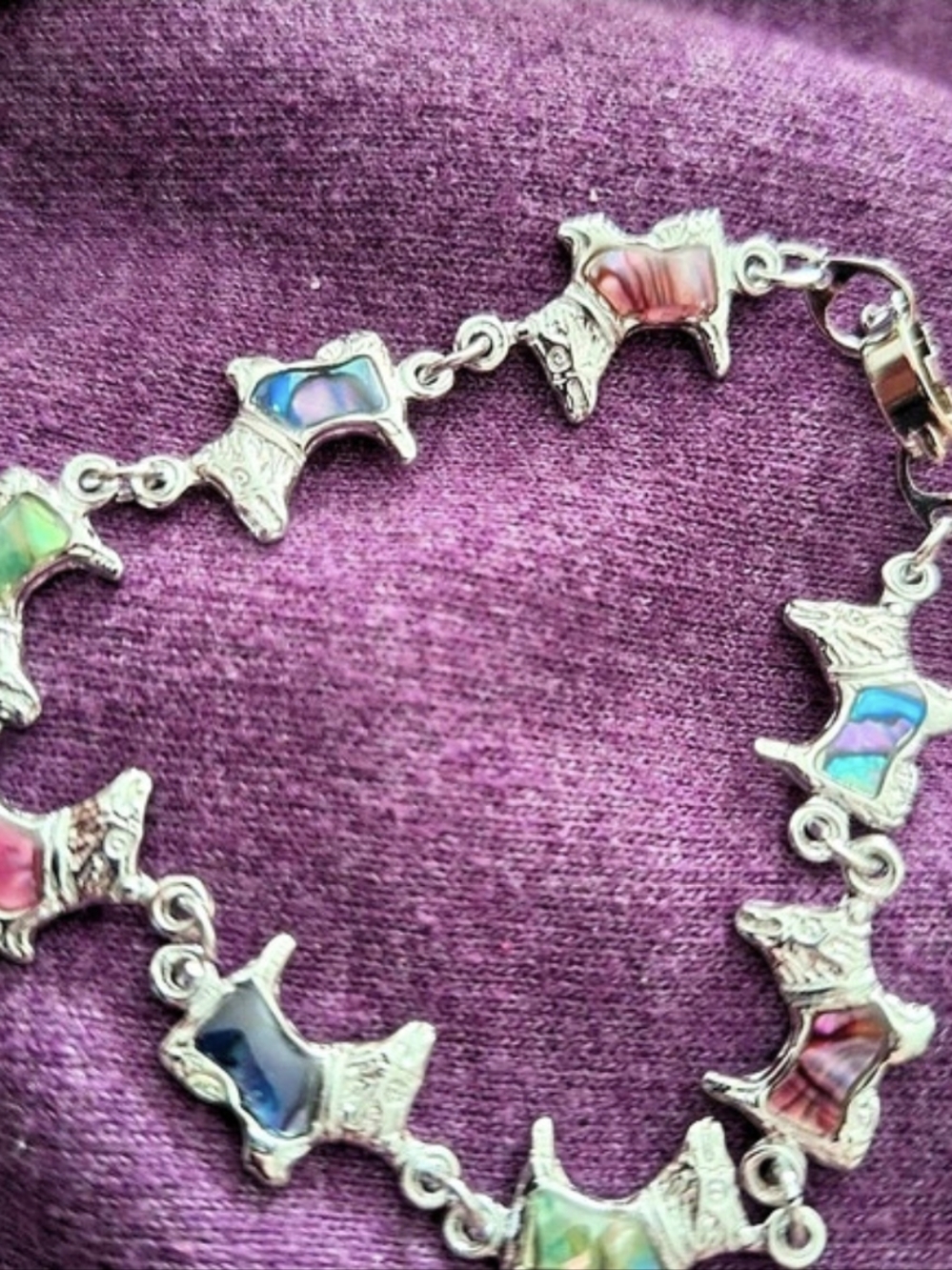Silver-Tone Abalone Inlay Bracelet Like New